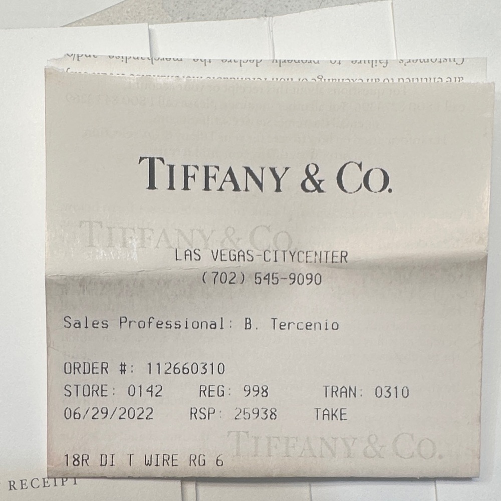 Tiffany & Co. Gold T-Style Diamond Accent Ring with Turquoise Box - Picture 7 of 8